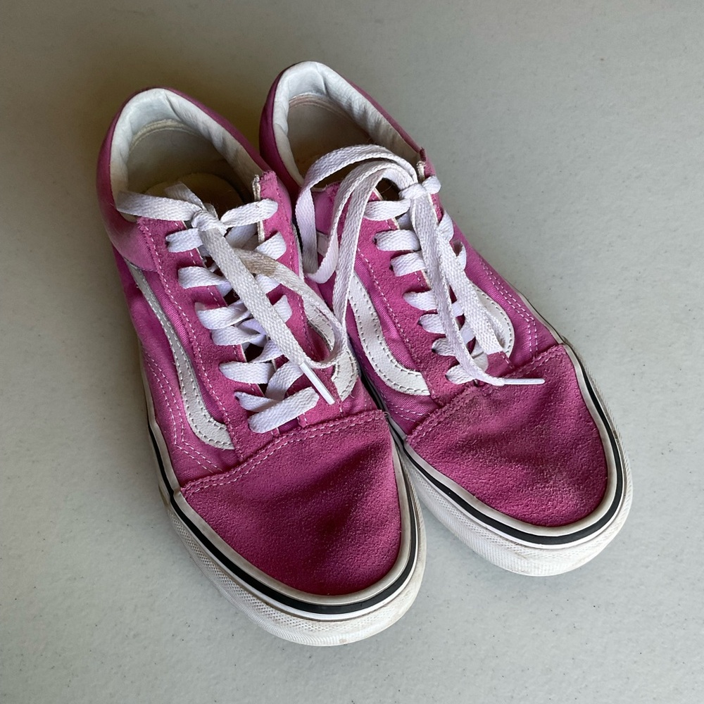 Vans Pink and White Sneakers size 7.5